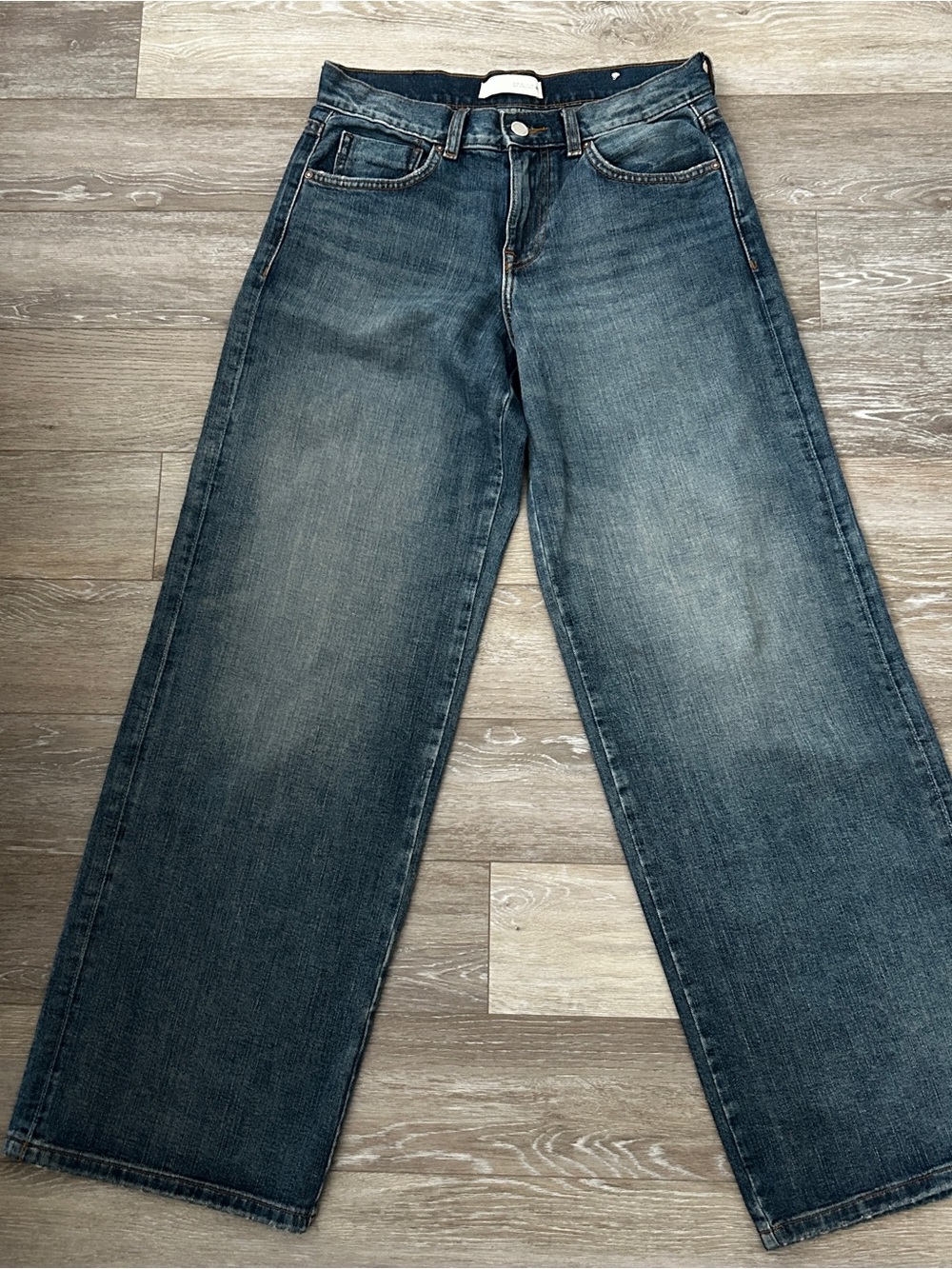 Zara Wide-Leg Flared Jeans - Dark Blue